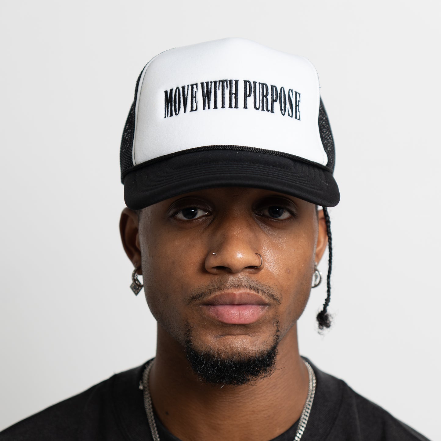 Move With Purpose™ Trucker Hat - Black & White