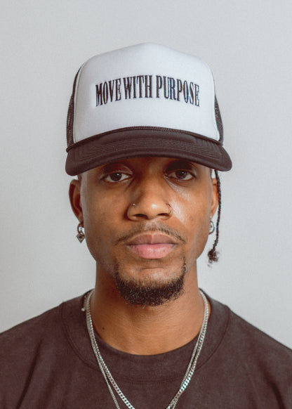 Move With Purpose™ Trucker Hat - Black & White