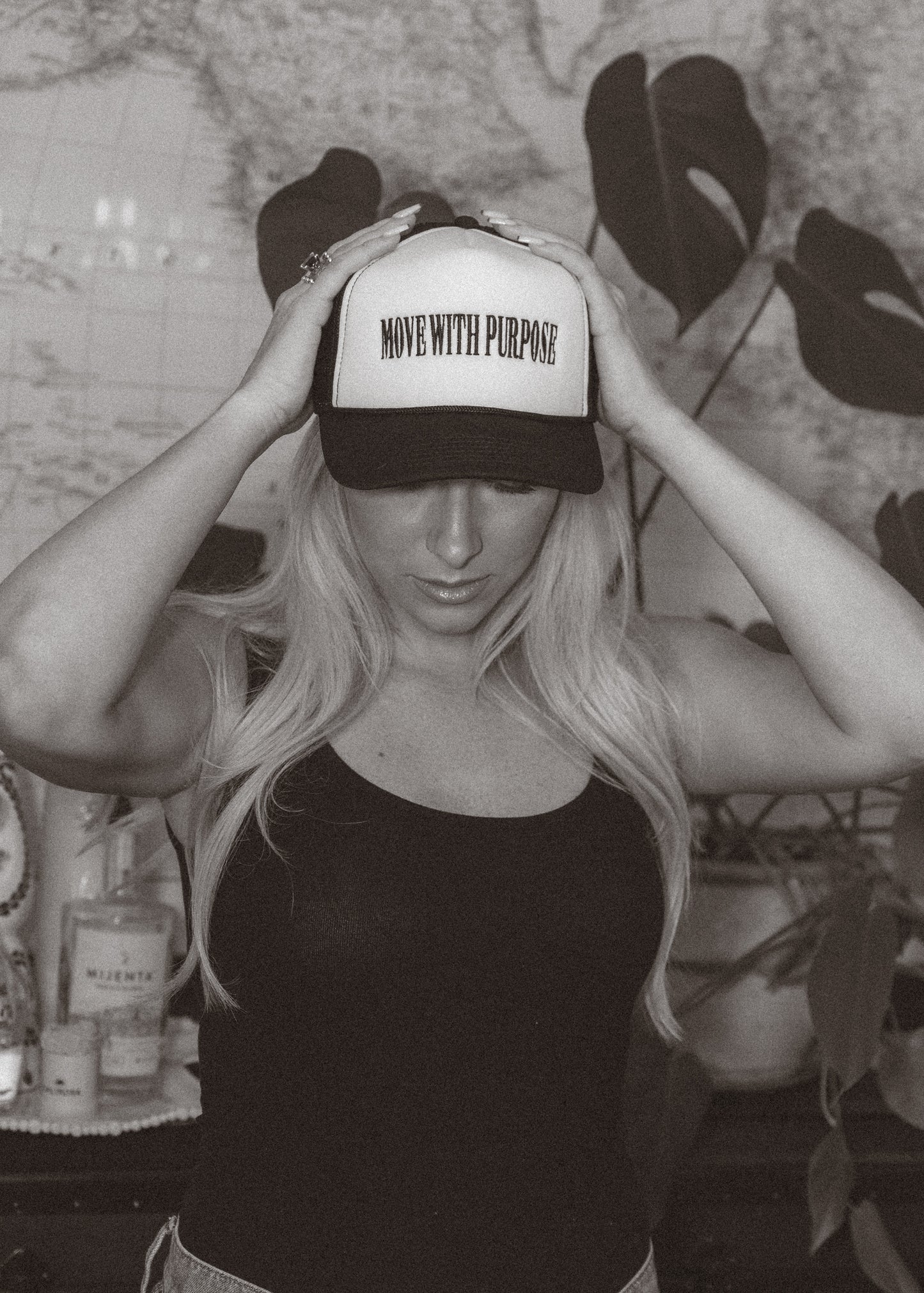 Move With Purpose™ Trucker Hat - Black & White