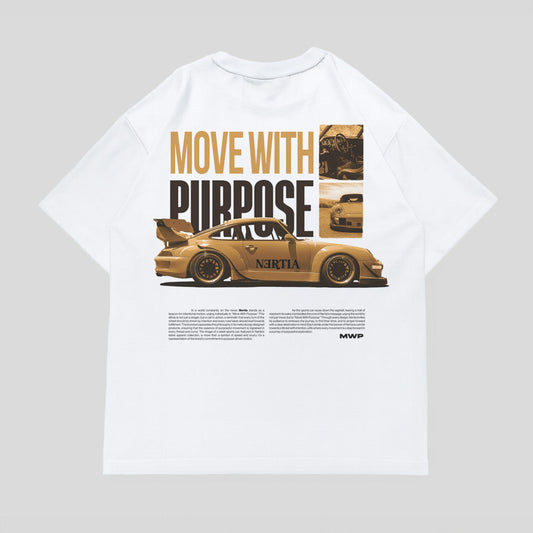 Shirt flat lay of V2 move with purpose shirt