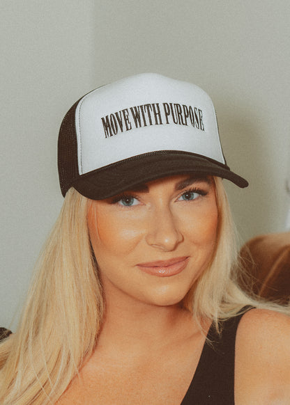 Move With Purpose™ Trucker Hat - Black & White